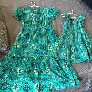 J Crew Green Floral Matching Mother-Daughter Dresses